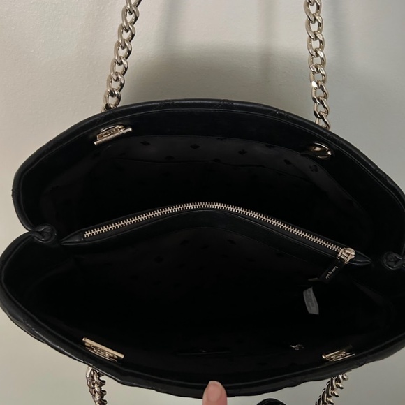 Kate Spade Quilted Leather Shoulder Bag + Matching Wallet | Classic Black Gold H - Picture 6 of 8